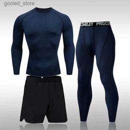 Men's Tracksuits Men's 3-piece sportswear running gym training men's fast drying compression clothing men's track and field clothing Q231025
