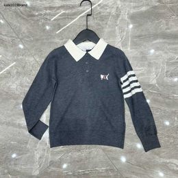 New kids POLO shirt Stripe stitching design baby lapel clothing Size 100-150 Long sleeved T-shirt for boy and girl Oct25