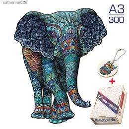 Puzzles Wooden Animal Jigsaw Puzzles For Adults Kids Brightly Colored Elephant Disc Eagle Intellectual Toy Popular Family Board GameL231025