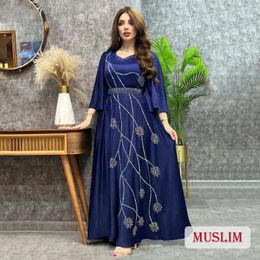 Ethnic Clothing Muslim Women Abaya Embroidery Belted Evening Party Abayas Dress Moroccan Kaftan Dubai Lady Robe Musulman Clothes Dresses