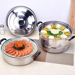 Double Boilers Stainless Steel Steamer Household Multi-Layer Thickened Soup Pot Induction Cooker Multi-Functional Large Capacity Single