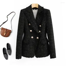 Women's Suits Temperament Tweed Suit Jacket 2023 Elegant Double-breasted High-quality Slim Is Thin Small Fragrance Women