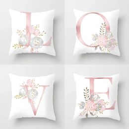 Pillow Case 26 Letters Pink Letter Throw Cover 4545cm Alphabet Decorative Pillowcases Pillowcase almohada 231025