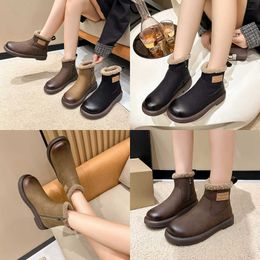 quality Boots Snow Women's Autumn/winter New Forest Series Plush Thickened Warm Cotton Shoes Flat Bottom Ugly Cute Fur Short