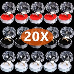 Jewelry Stand 20PCS Acrylic Crystal Ring Earring Storage Display Boxes Organizer Case Clear Wedding Package Box for Packaging 231025