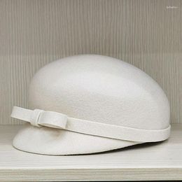 Visors Elegant Winter Hat For Women Wool Fascinator Tam Beret Sboy Cap Bow Causal Gatsby Cabbie Visor
