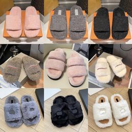 Designer women Slippers Sandals Ladies wool Slides Winter Fluffy Furry Warm letters Comfortable Fuzzy Inverted triangular Girl Flip Flop Outdoor Slipper sneakers