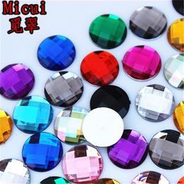 Micui 200PCS 14mm Round Crystal Flatback Mix Color Acrylic Rhinestone Glue On Strass Crystals Stones Gems No hole For Jewelry Craf204K