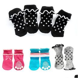 Dog Apparel Dog Apparel Pet Indoor Socks Anti Slip Boots Comfortable Puppy Warm Knit Cosy Lovely For Dogs Supplies Home Garden Pet Sup Dhtru