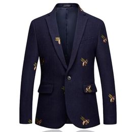 Men's Suits & Blazers Bees Blazer Men Fashion Wedding Prom Single Button For Male Stylish Suit Jacket 6XL EM206198R