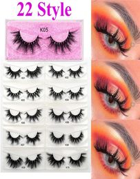 22 Styles Mink Eyelash Vendor Lashes 100 Cruelty 15mm 20mm 25mm 5D 6D False Eyelashes Crisscross Natural Full Strip Eyelashe1279317