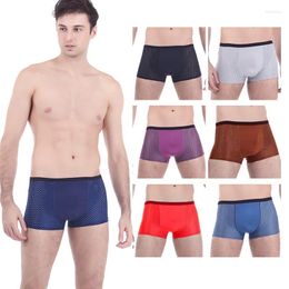 Underpants 5XL Underwear Man Ice Silk Tight Boxer Shorts Men Large Size Boxers Hombre Long Men's Summer Cool Panties For Mesh