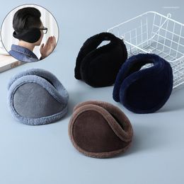 Berets Fashion Solid Color Rear-wearing Earmuffs For Men Winter Warm Plush Thicken Soft Comfor Ear Cover Protector Mask