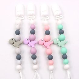 Pacifier Holders Clips# Pacifiers Clips Holder Silicone Beaded Lanyard Teething Relief Teether Toys For Infant Boys Girls born 231025