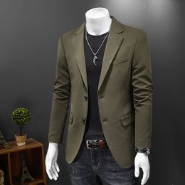 New Men's Suits Business Casual Suit Double breasted Solid Colour Large Size Suit Slim Fit Olive Green Single Suit Wedding Dress