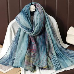 Scarves 90X180CM Women Printing Cotton Linen Scarf Fashion Versatile Headkerchief Design Shawl Lady Wraps Bandana Neckerchief