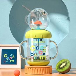 Baby Bottles# 220ML Kid Water Glass Learning Cup Portable Drinking Bottle Whale Water Spray Cup Outdoor Water Cup Straw Feed Water Bottle Gift 231024