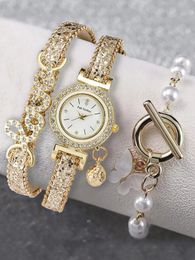 Other Watches With Bracelet Set Luxury Women Fashion Elegant Wristwatch Quartz Watch Love For Girl Ladies Clock Relogio 231025