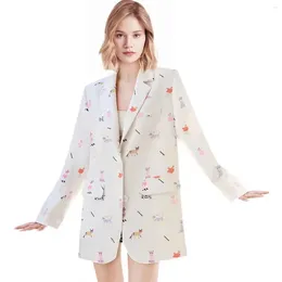 Women's Suits Blazers Spring Autumn Jackets For 2023 Streetwear Print Animal Elegant Loose Casual Long Coat Clothing Female Tops