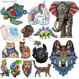 Puzzles Advanced Wooden Animal Jigsaw Puzzles Beautiful Elephant Wolf Puzzle Games Popular Intellectual Toy For Adults KidsL231025