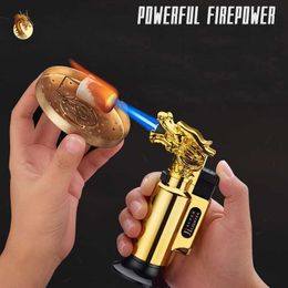 Lighters New Brand Kitchen Outdoor Barbecue Cigar Lighter Spray Gun Flashlight No GasJet Windproof Turbine Camping Gadgets