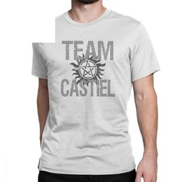 Men's T-Shirts Man Supernatural T Shirt Team Castiel Spn Brothers Vintage Crewneck Short Sleeve Tops Tee Normal220O