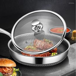 Pans Stainless Steel Deep Frying Pan For And Stir-frying Non-stick Gas Stove Household Fried Steak Pancake Pots Wok