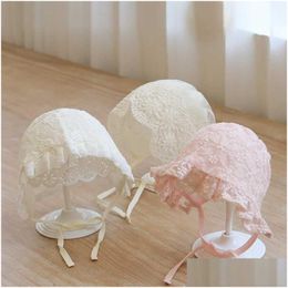 Hair Accessories Baby Girl Hat Spring Summer Breathable Mesh Kids Sweet Princess Adjustable Beanies For Born Infant Drop Delivery Mat Dh1Tb