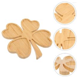 Decorative Figurines Delicate Four-leaf Dried Fruit Plate Tablescape Decor Appetizer Serving Tray Wooden