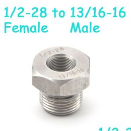 1/2-28 Female To 13/16-16 Male Stainless Steel Thread Adapter Converter For Napa 4003 Wix 24003 1/2X28 Unef 13/16X16 Unf Drop Delive