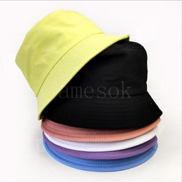 Summer Spring Cotton Baby Bucket Hat For Children Boy Girl Sunscreen Panama Beach Cap Macaron Pure Color Outdoor Fisherman Hat de653