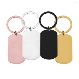 Keychains 100Pcs Dog Id Tags Stainless Steel Rectangle Blank Stamping Pendants Military Soldier Card Jewellery Making DIY Key Ring