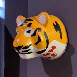 Christmas Decorations Humanmade Cartoon Tiger Head Wall Accents Sculptures Figurines Interior Home Wall Decoration Christmas Accessories 231024