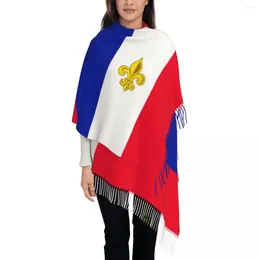 Scarves France Fleur De Lis Shawls Wraps Womens Warm Large Long Scarf Lily Flower Symbol French Flag Reversible Tassel