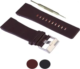 Watch Bands Compatible With Barrel DZ1113 - DZ1114 DZ1115 Leather 28mm Black Brown Band Strap Gift Spring Bar Tool