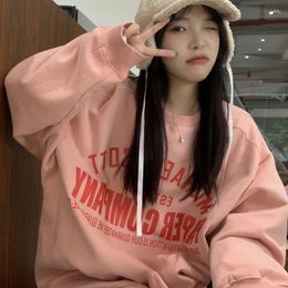 Women's Hoodies Fleece Sweatshirt Women 2023 Autumn Winter K Clothes Korean Fashion Letter Print Thick Warm Hoodie Female Loose