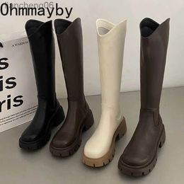 Boots 2023 Winter New Brand Women Long Boots Fashion Round Toe Zippers Ladies Elegant Thick Bottom Knee High Boots ShoesL231025