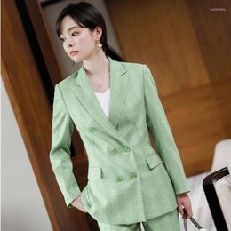 Women's Suits 2023 Fashion Women Blazer And Jacket Green Long Sleeve Pink Ladies Work Wear Clothes Office Uniform Styles