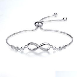 Chain Fashion Zircon Endless Love Infinity Bracelets For Woman Crystal Chain Bracelet On Hand Adjustable Party Jewellery Drop Deliver Dh Ot4Dl