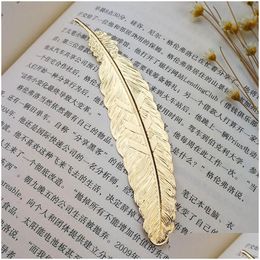 Bookmark Wholesale Diy Metal Feather Bookmarks Document Book Mark Label Golden Sier Rose Gold Bookmark Office School Supplies Office S Dhhme