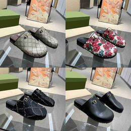 Mule Designer Loafers Slides Princetown Slippers Metal Buckle Slide Platform Sandals Bloom Women Printing Leather Sandal Scuffs Slipper Dayremit 71265