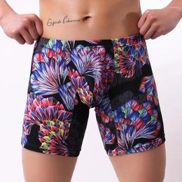 Underpants Men's Shorts Boxer Printed Male Panties Nylon Man Boxers Sexy Underwear Long Wear-Resistant Sports Clothing