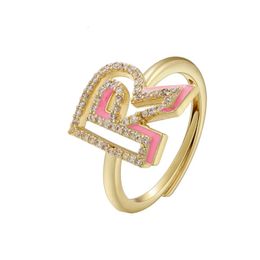 Wedding Rings 3UMeter Enamel Custom Letters Ring Women Micro inlaid Zircon Adjustable 3D Hollow Letter Summer Jewellery Gift 231025