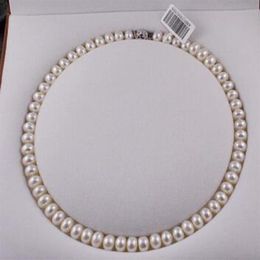 necklace Natural Freshwater Pearl Necklace 42cm Genuine Pearl Choker Classic Knotted Pearl Necklace Mother Wife Gift254A