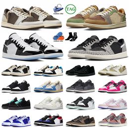 1 1s Low OG Mohca Basketball Shoes Ts Golf Olive Black Phantom Inside Out Pink Bred Toe White Tan Mens Womens Fragment Sneakers Trainers