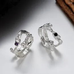Cluster Rings MLKENLY Nordic S925 Sterling Silver Winding Texture Ring Female Ins Wind Opening Set Zircon Index Finger Jewelry