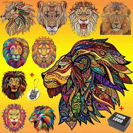 Puzzles Animals Wooden Puzzles Lion Sloth Wood Toy Irregular Shape 3D Jigsaw DIY Crafts Family Interactive Games For Adults Kids GiftsL231025