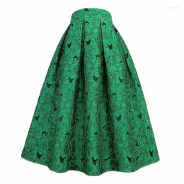Skirts 2023 Autumn Stylish Korean Luxury Elegant Women's Vintage Green Floral Embroidery High Long Skirt Rock Ladies Festival Outfits
