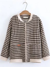 Women s Jackets Plus Size Clothing Spring And Autumn Plait With Chequered Pattern Single Layer Zipper Section Casual Jacket 4XL 231025