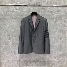Men's Suits Man Formal Blazer Men British Casual Suit Jacket Spring Single Breasted Black Striped Wool Coat High Quality